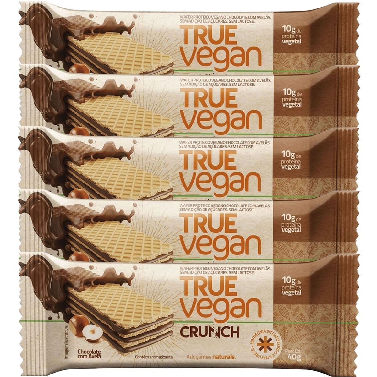 Kit 5X True Vegan Crunch - 1 Unidade 40g Chocolate Com Avel� - True Source