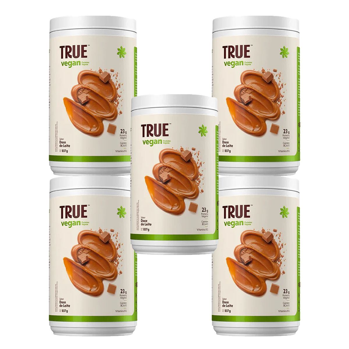Kit 5X True Vegan Prote�na Vegetal - 837g Doce de Leite - True Source