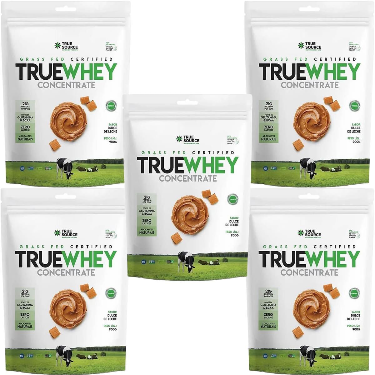 Kit 5X True Whey Concentrate - 900g Refil Dulce de Leche - True Source