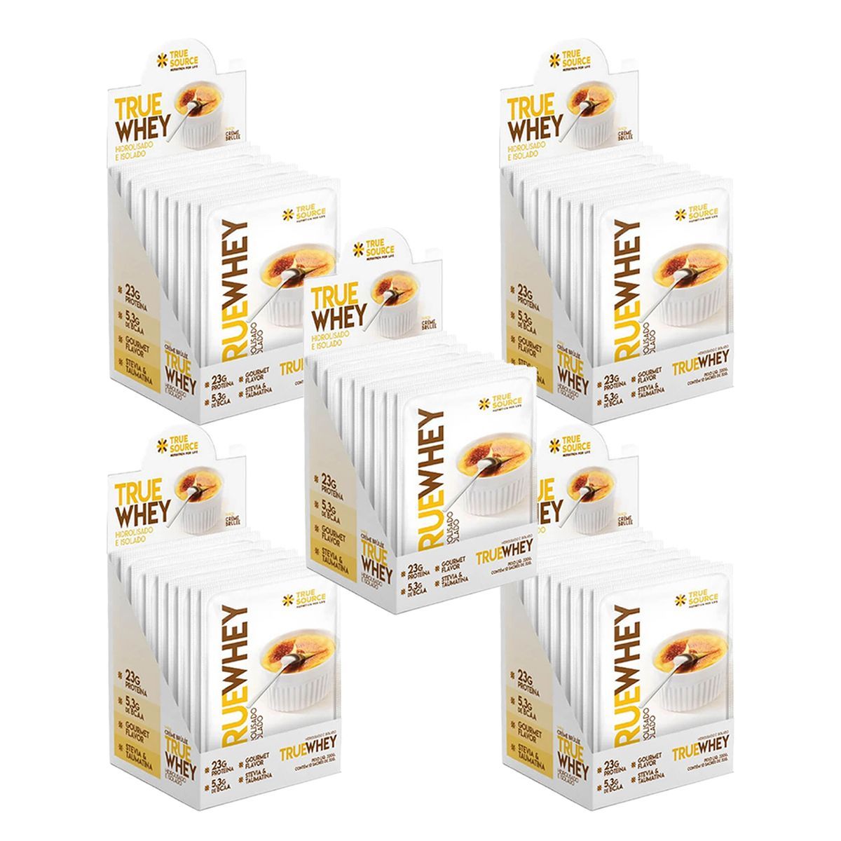 Kit 5X True Whey Hidrolisado e Isolado - 10 sach�s de 32g Vanilla Cr�me Br�ll� - True Source
