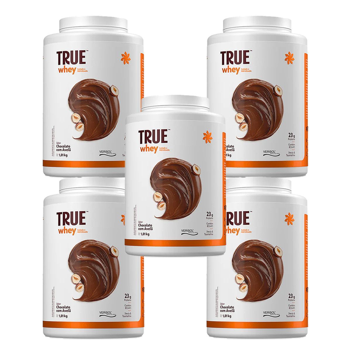 Kit 5X True Whey Protein Hidrolisado e Isolado - 1810g Chocolate Com Avel� - True Source
