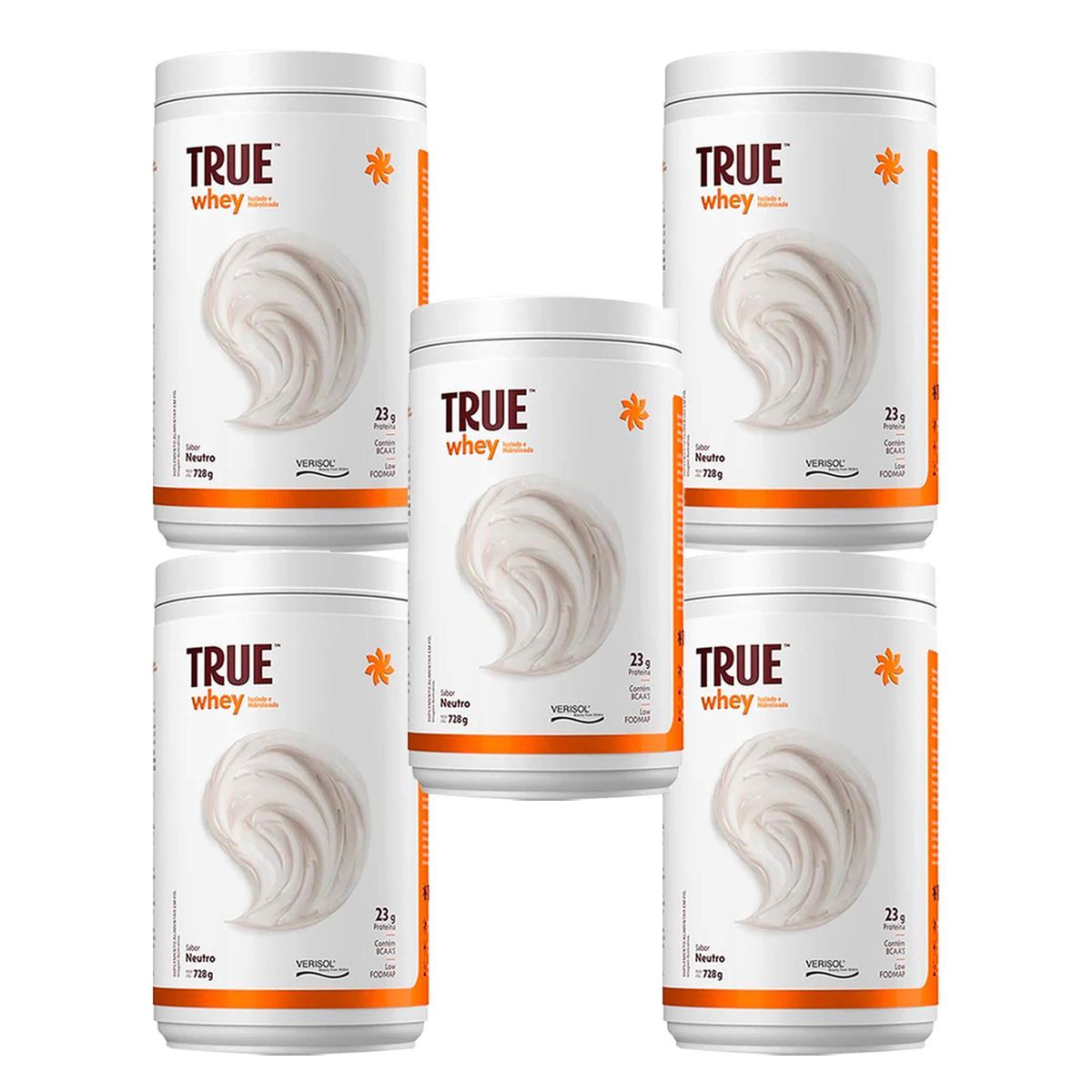 Kit 5X True Whey Protein Hidrolisado e Isolado - 728g Natural - True Source