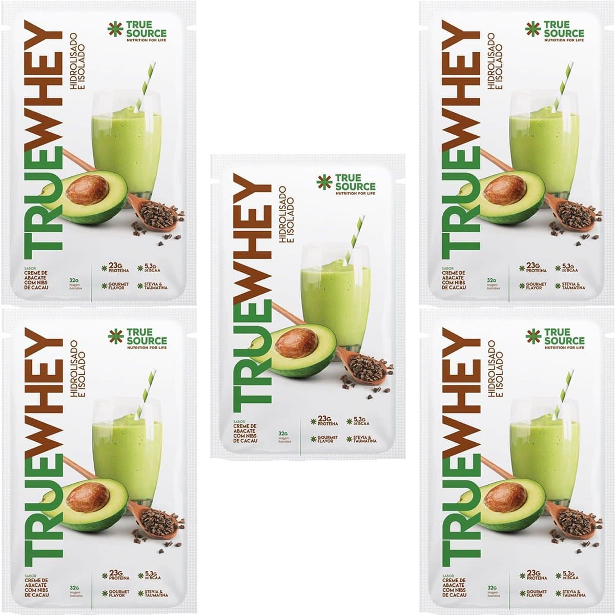 Kit 5X True Whey - Sach� 32g Creme de Abacate Com Nibs de Cacau - True Source
