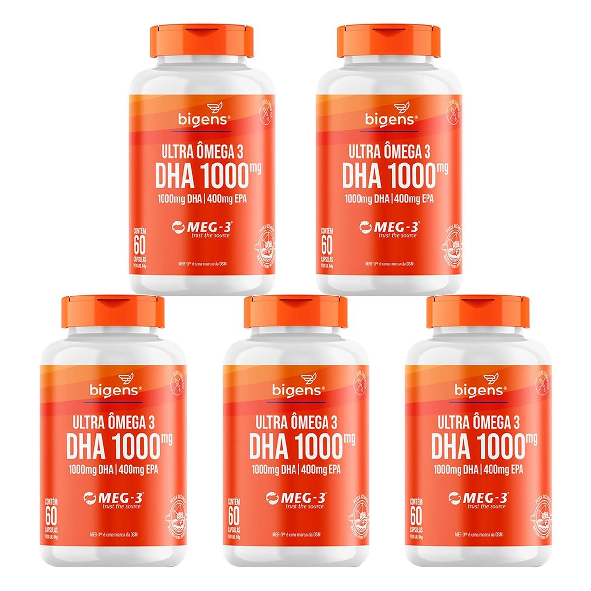 Kit 5X Ultra Omega 3 Dha 1000 - 60 C�psulas - Bigens