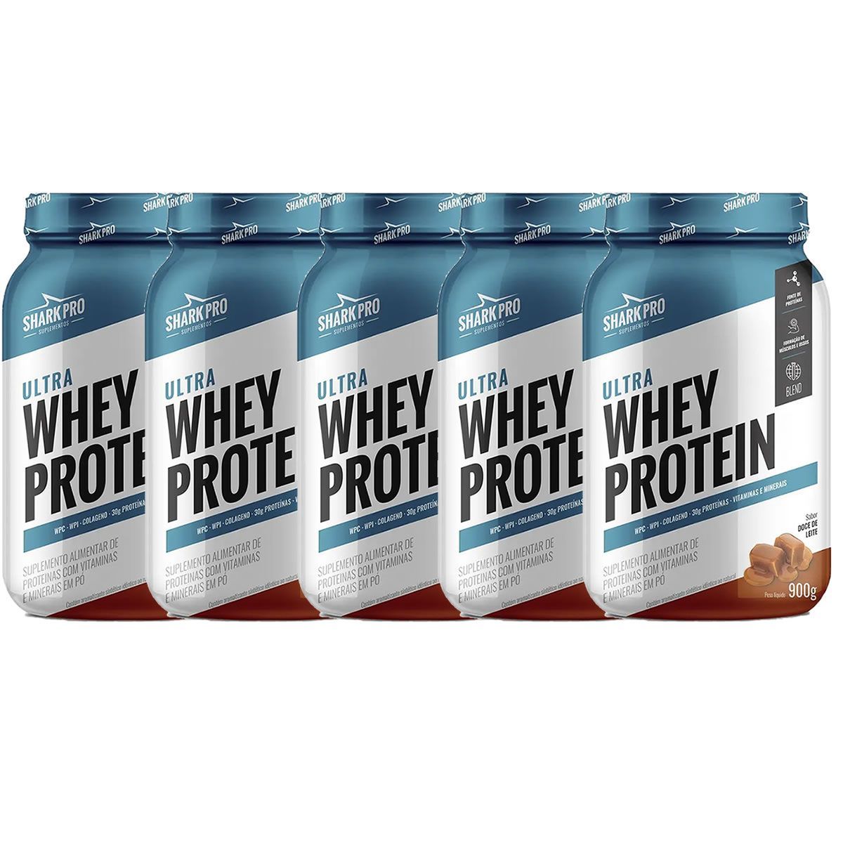 Kit 5X Ultra Whey Protein - 907g Doce de Leite - Shark Pro
