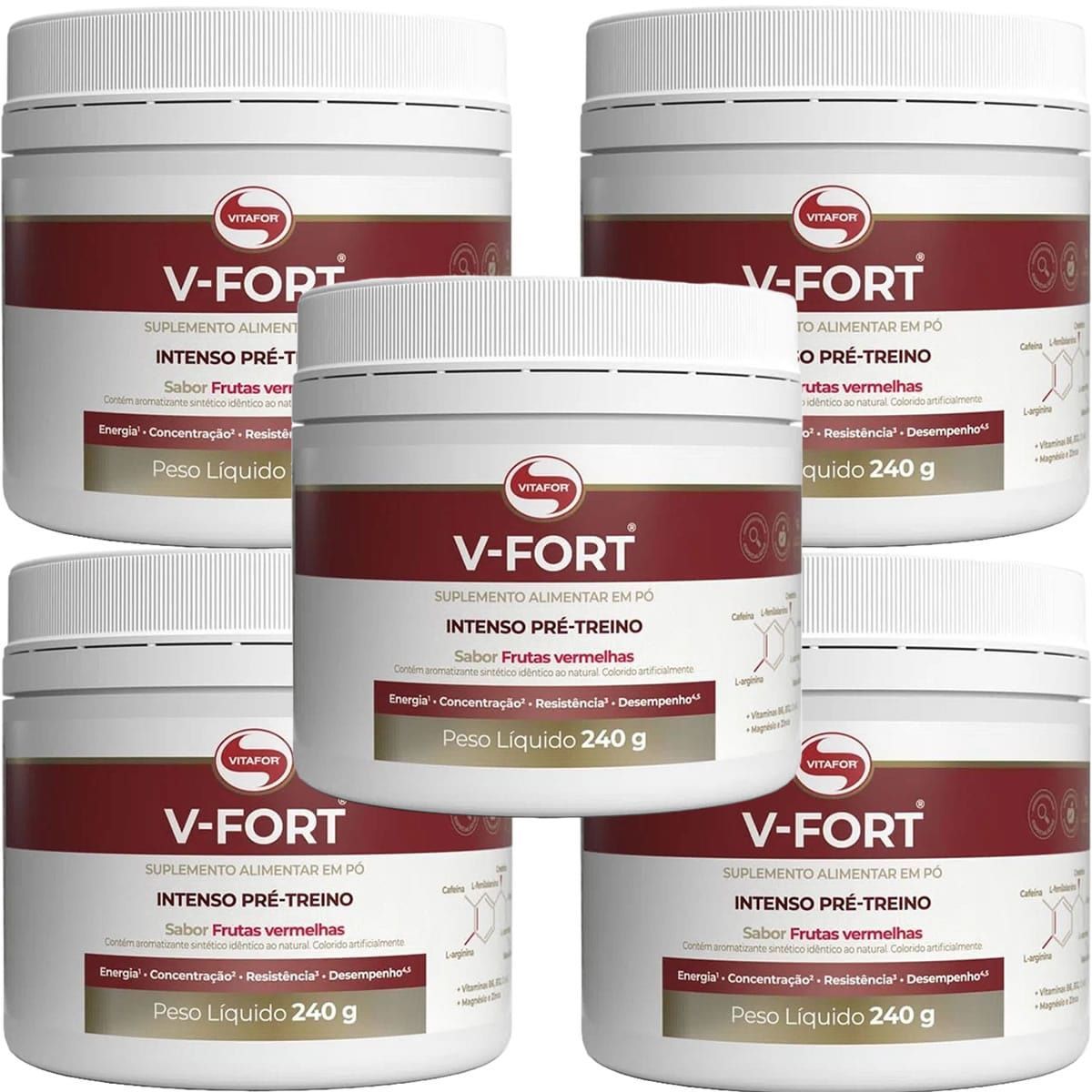 Kit 5X V-Fort - 240g Frutas Vermelhas - Vitafor