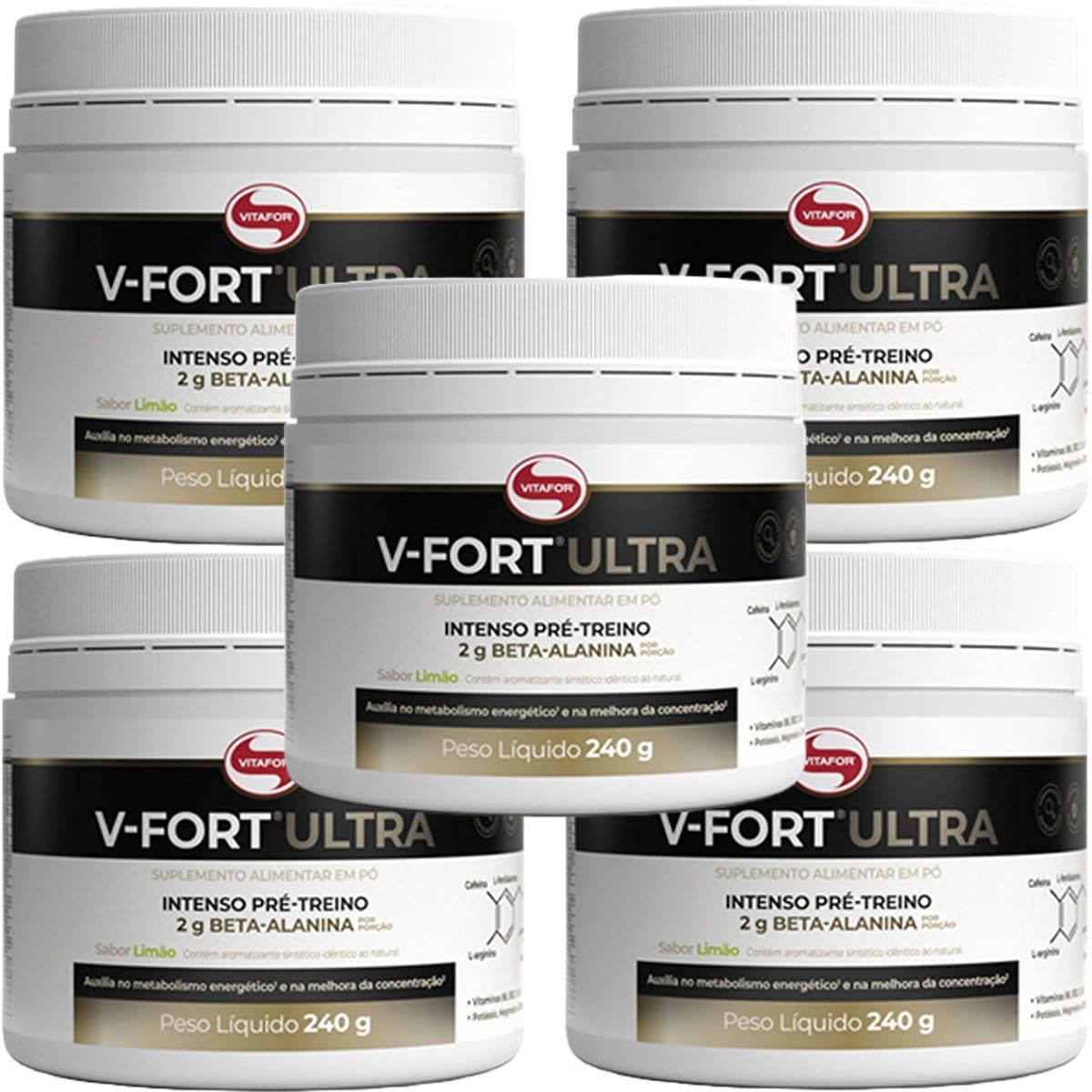 Kit 5X V - Fort Ultra  Pr� Treino -  240g Lim�o - Vitafor