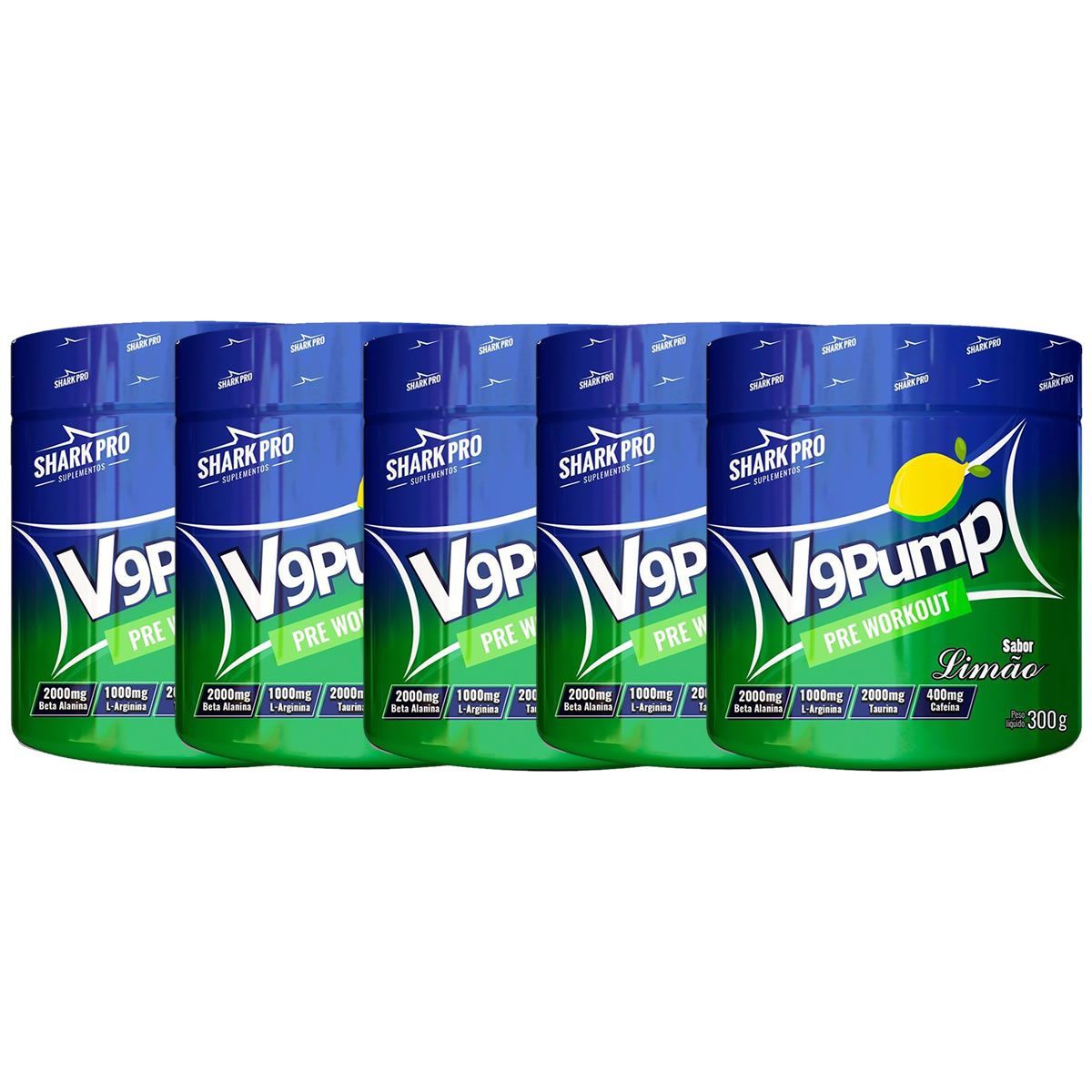 Kit 5X V9-Pump Pre Workout - 300g Lim�o - Shark Pro