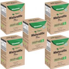 Kit 5X Vegan - Hialurolife Plus �cido Hialur�nico + Vit C + Vit E - 30 C�psulas - VitaminLife
