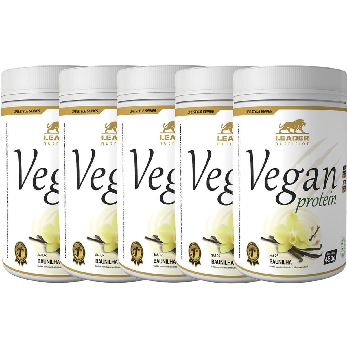 Kit 5X Vegan Protein - 450g  Baunilha - Leader Nutrition