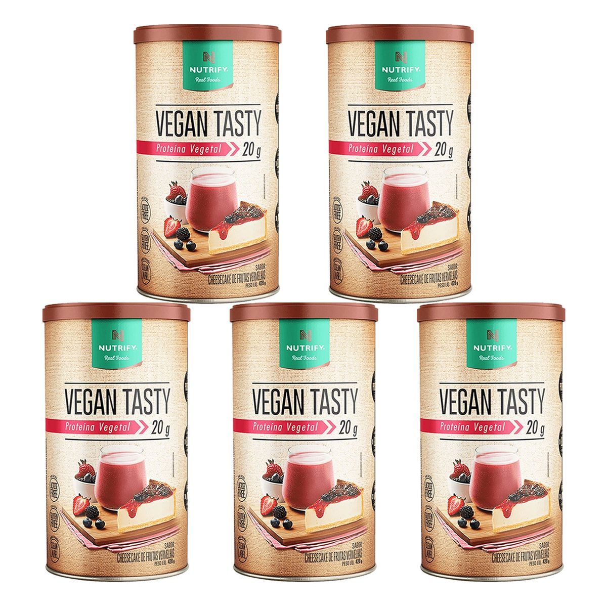 Kit 5X Vegan Tasty - 420g Cheesecake de Frutas Vermelhas - Nutrify