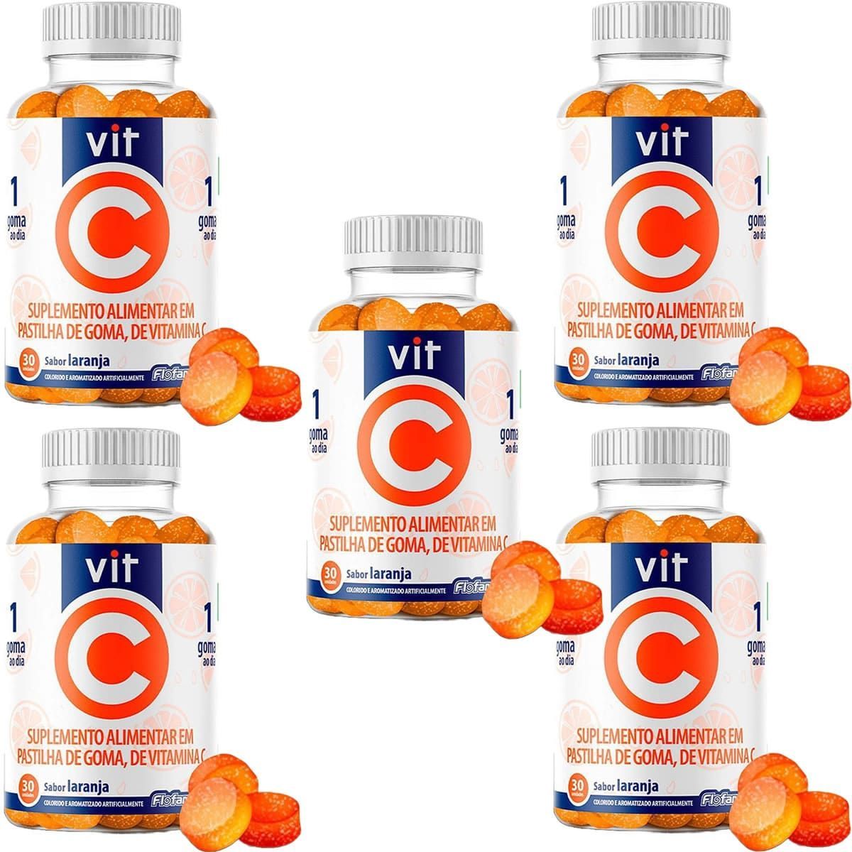 Kit 5X Vit C - 30 Gomas Laranja - Flofarma