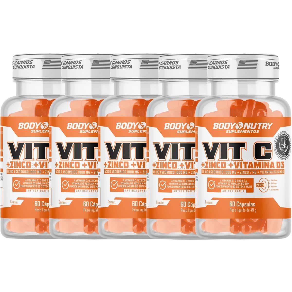 Kit 5X Vit C - 60 C�psulas - Body Nutry