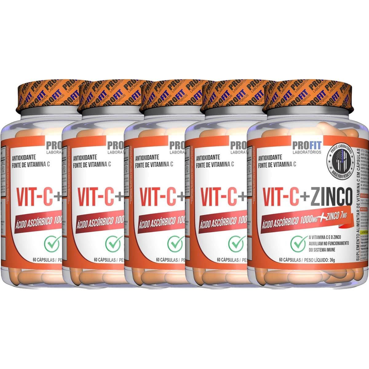 Kit 5X Vit C + Zinco - 60 C�psulas - ProFit