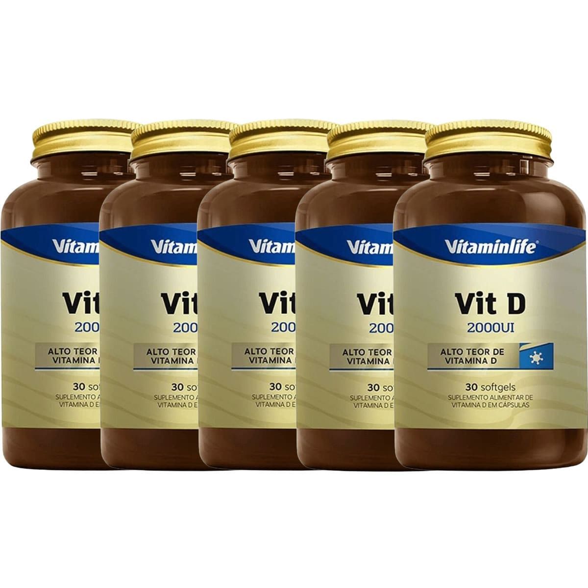 Kit 5X Vit D 2000UI - 30 Softgels - Vitaminlife