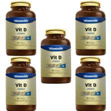 Kit 5X Vit D 2000UI - 60 Softgels - Vitaminlife