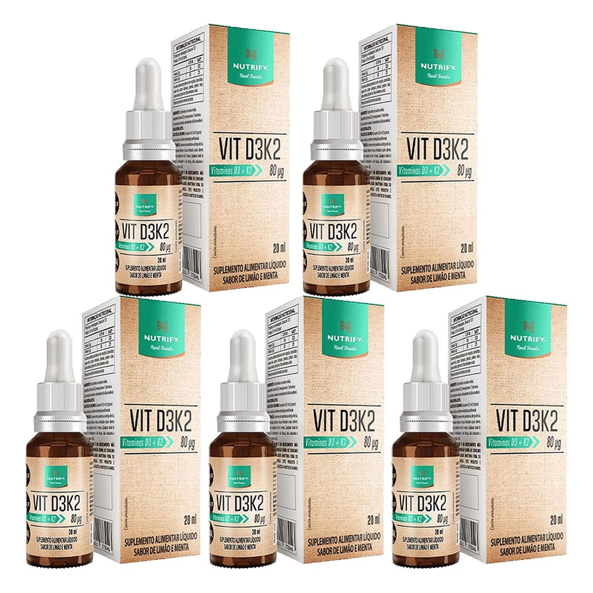 Kit 5X VIT D3K2 - 20ml Menta e Lim�o - Nutrify