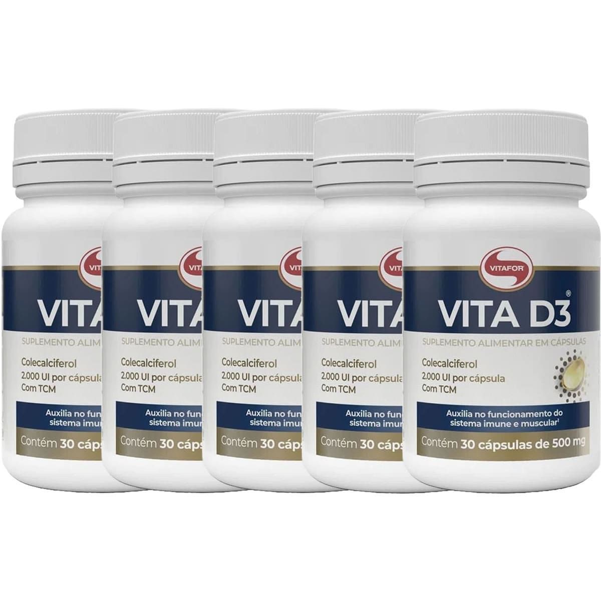 Kit 5X Vita D3 - 30 C�psulas - Vitafor