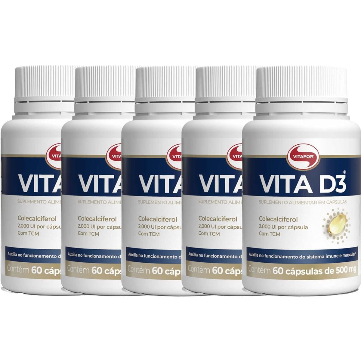 Kit 5X Vita D3 - 60 C�psulas - Vitafor