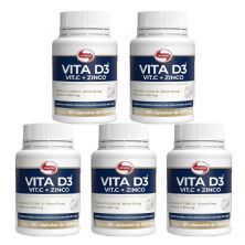 Kit 5X Vita D3 + Vit C + Zinco - 60 C�psulas - Vitafor