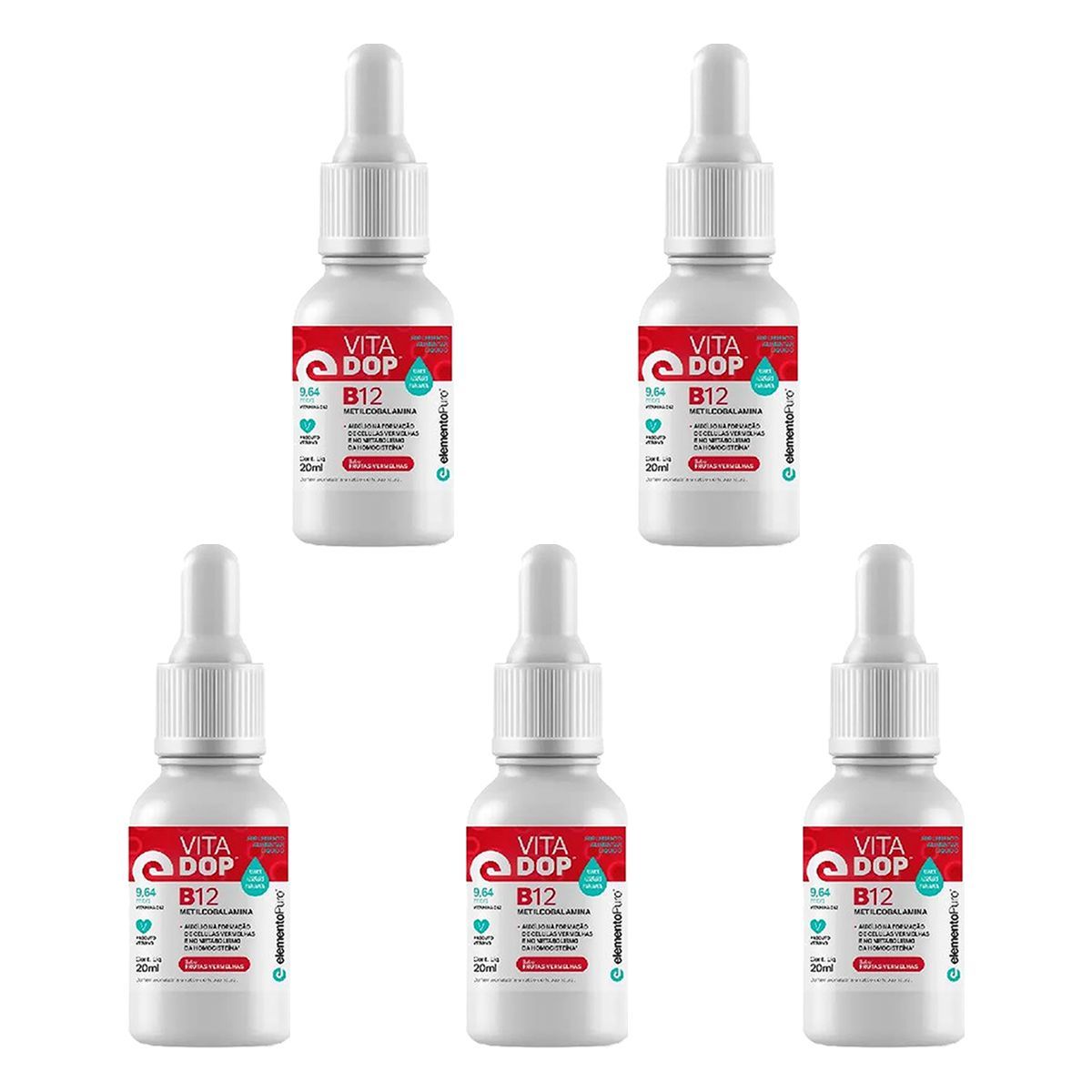 Kit 5X VitaDop B12 - 20ml Frutas Vermelhas - ElementoPuro