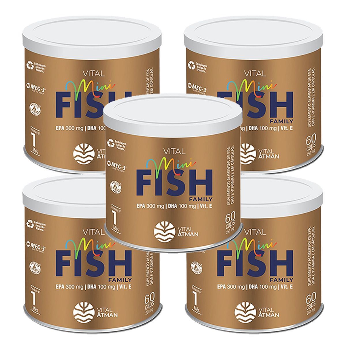 Kit 5X Vital Mini Fish - 250mg 60 C�psulas - Vital �tman