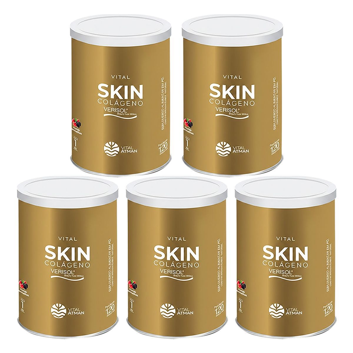 Kit 5X Vital Skin Col�geno Verisol - 120g Frutas Vermelhas - Vital �tman