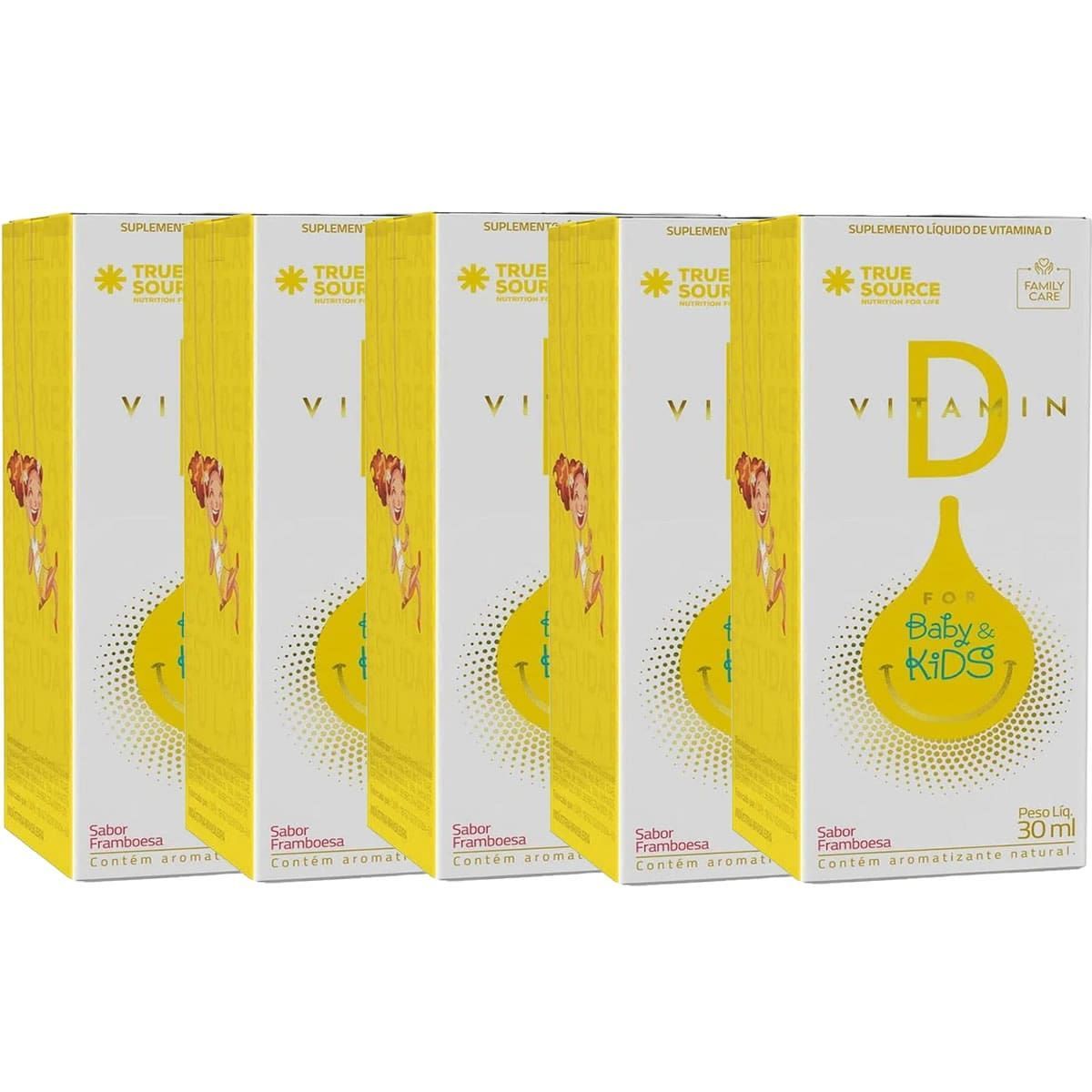 Kit 5X Vitamin D. For Baby & Kids - 30ml Framboesa - True Source