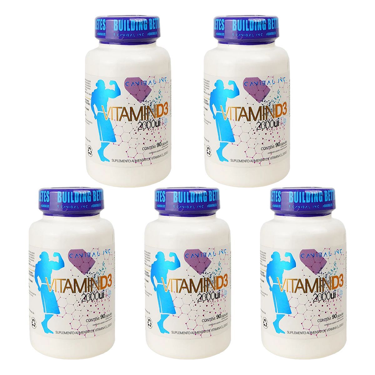 Kit 5X Vitamin D3 2000Ui - 90 C�spulas - Canibal