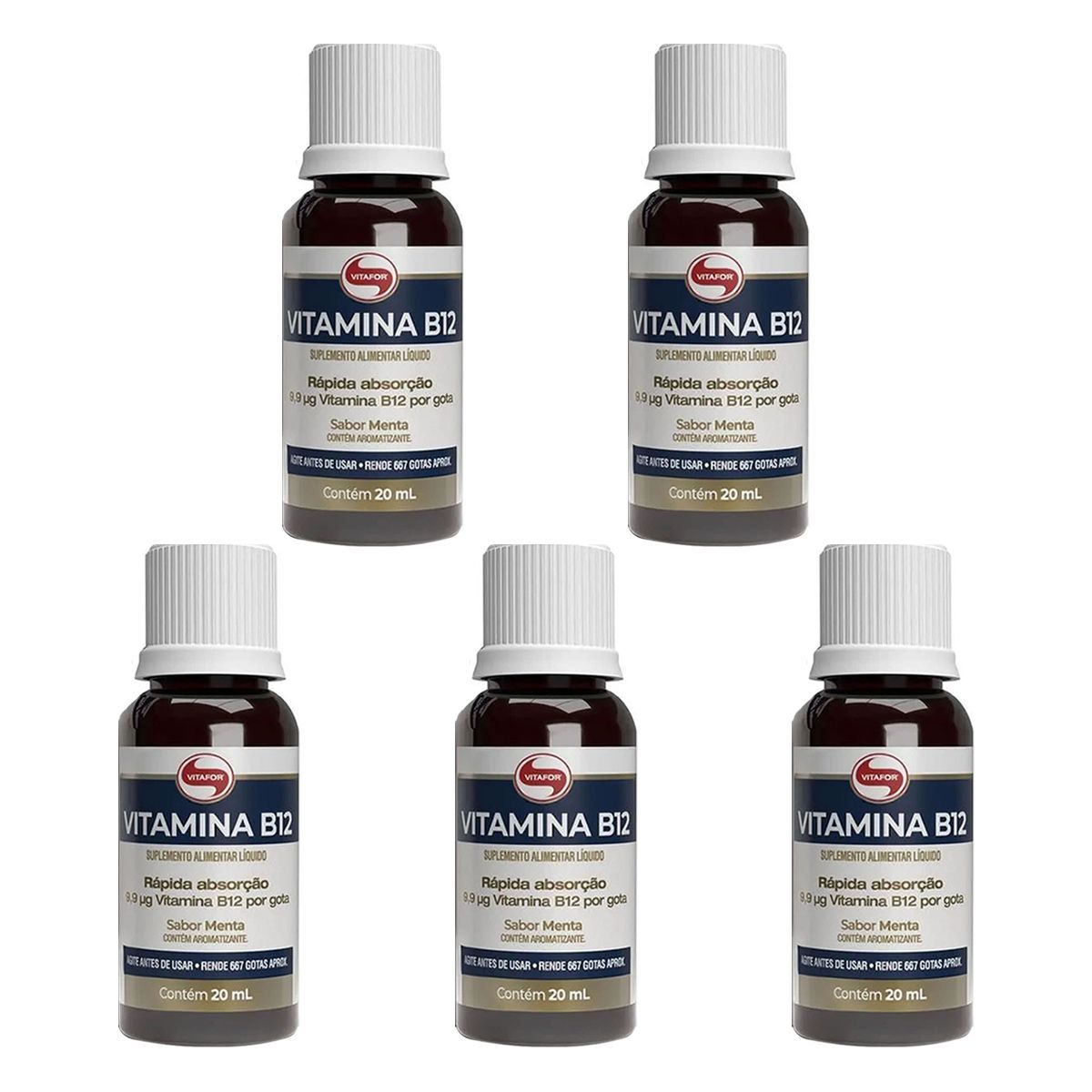 Kit 5X Vitamina B12 - 20ml Menta - Vitafor