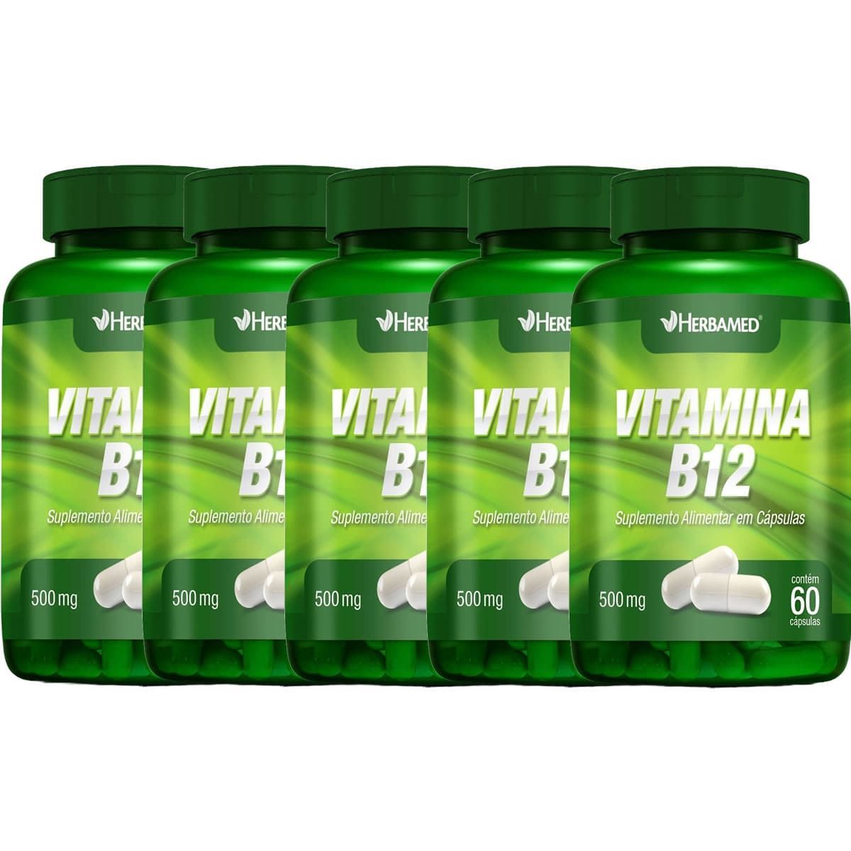 Kit 5X Vitamina B12 - 60 C�psulas - Herbamed