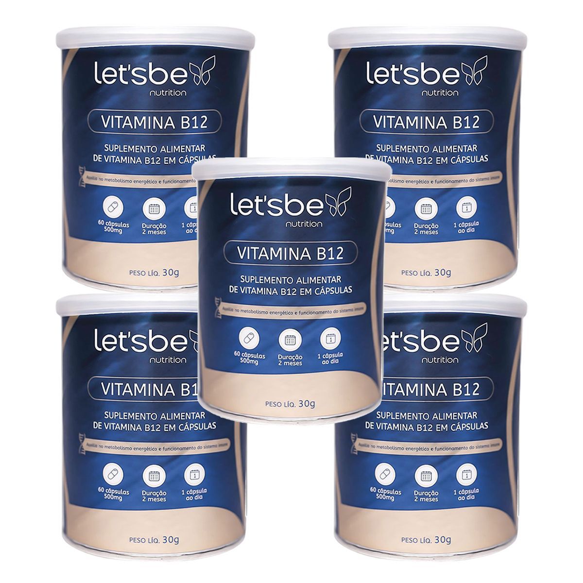 Kit 5X Vitamina B12 - 60 C�psulas - LetsBe Nutrition