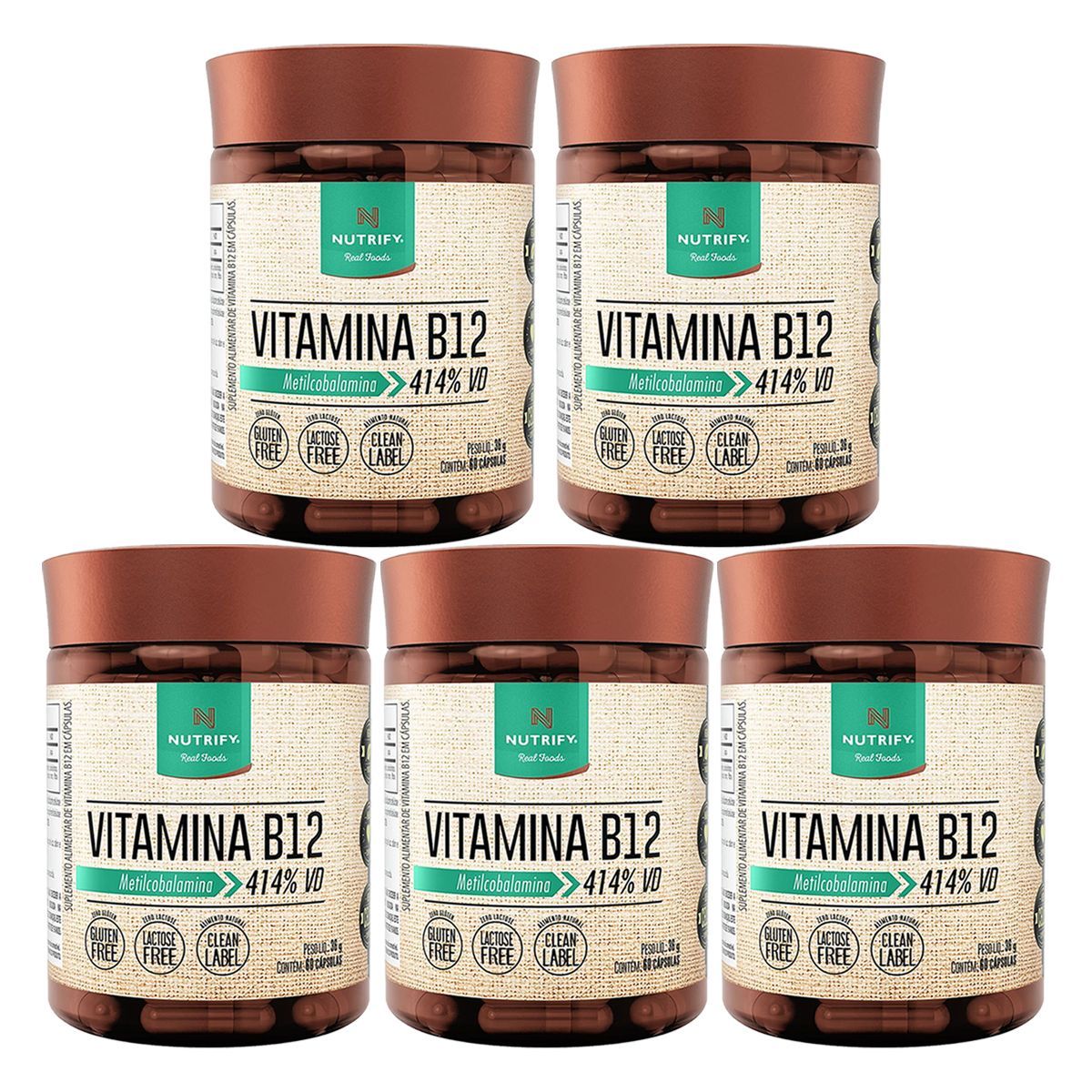 Kit 5X Vitamina B12 - 60 C�psulas - Nutrify