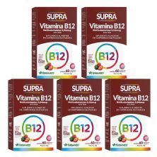 Kit 5X Vitamina B12 Metilcobalamina - 60 Comprimidos Frutas Vermelhas - Herbamed