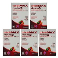 Kit 5X Vitamina B12 Metilcobalamina - 60 Comprimidos Frutas Vermelhas - Herbamed