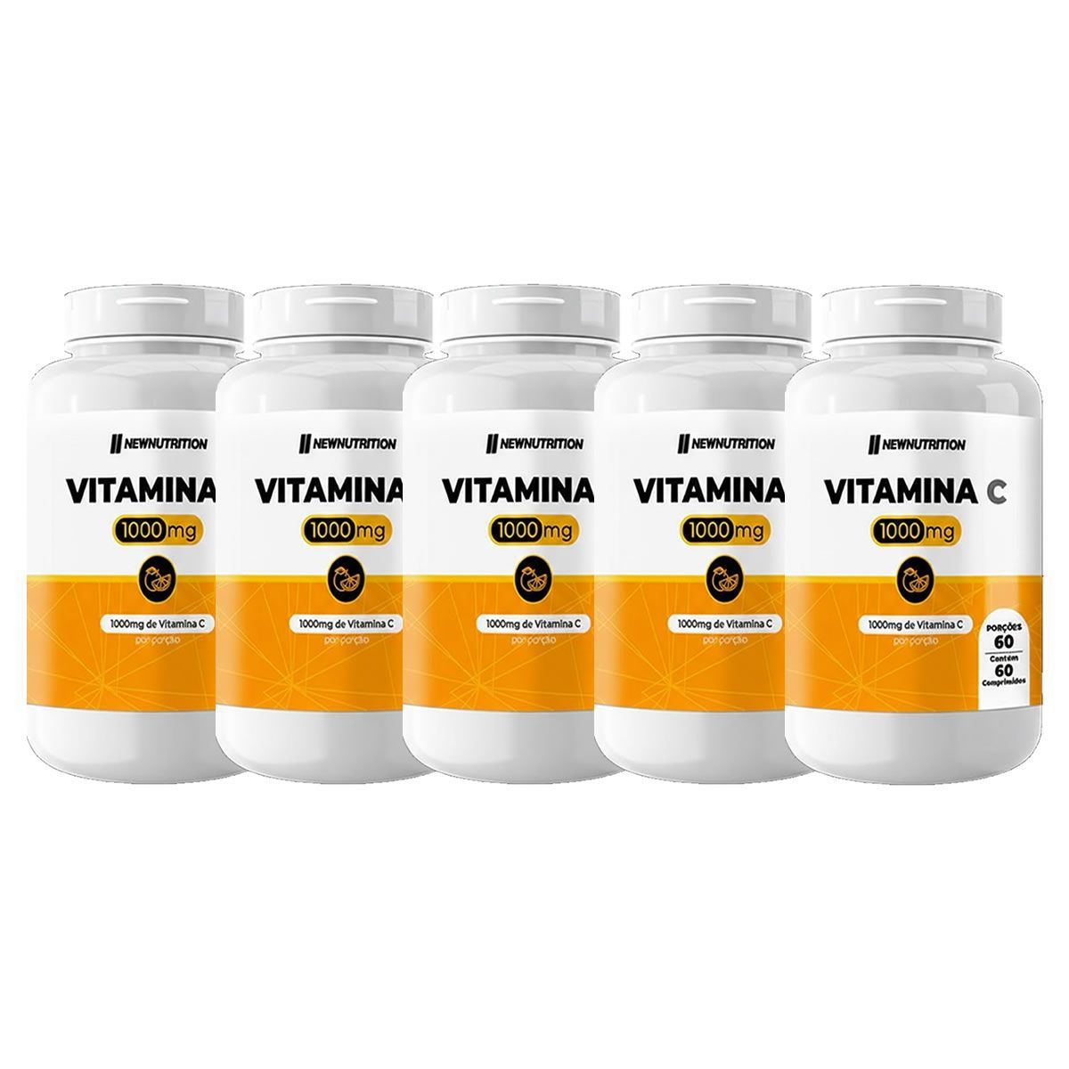 Kit 5X Vitamina C 1000mg - 60 Comprimidos - NewNutrition
