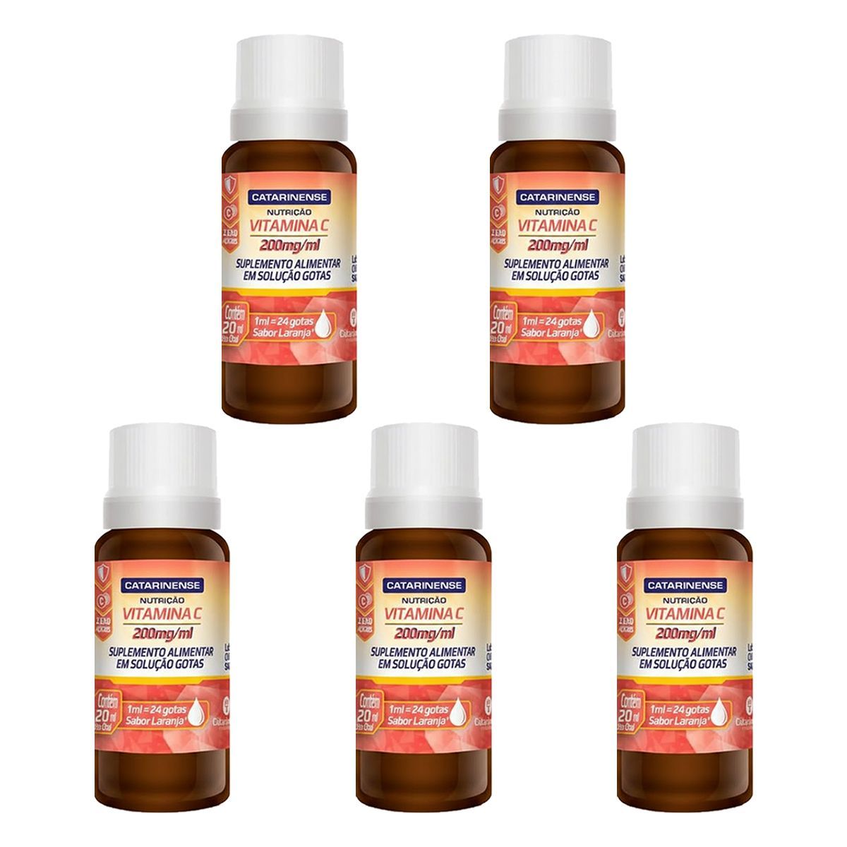 Kit 5X Vitamina C - 200mg/ml Gotas - Catarinense Nutri��o