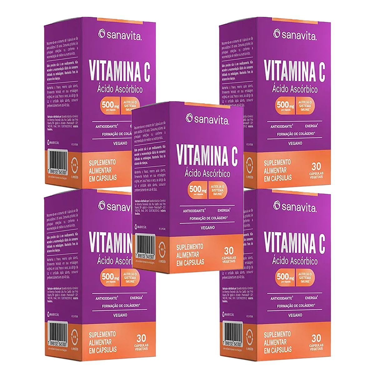Kit 5X Vitamina C - 30 C�psulas - Sanavita