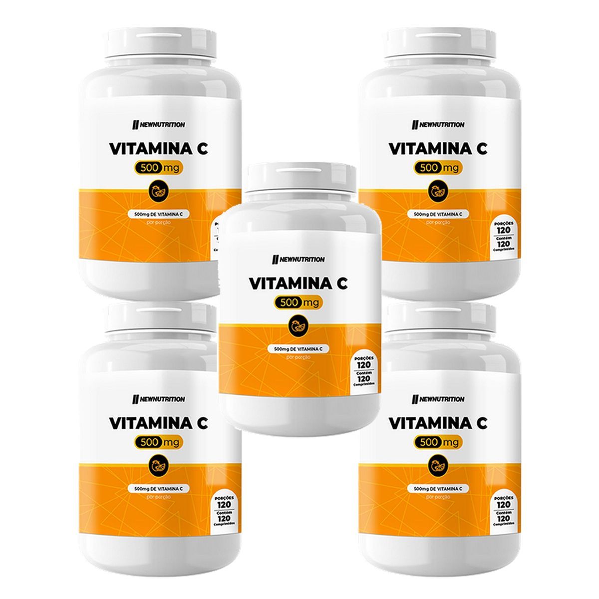 Kit 5X Vitamina C 500mg - 120 Comprimido - NewNutrition