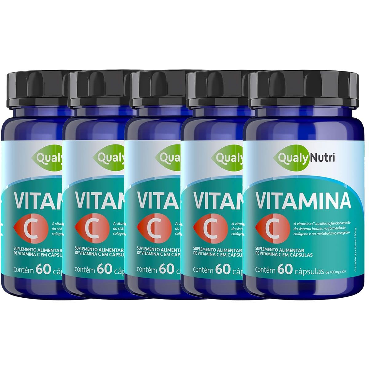 Kit 5X Vitamina C - 60 C�psulas - QualyNutri