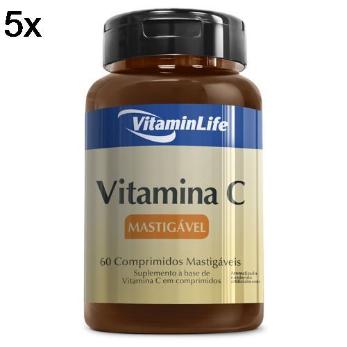 Kit 5X Vitamina C em Comprimidos Mastig�veis - 60 Comprimidos - VitaminLife
