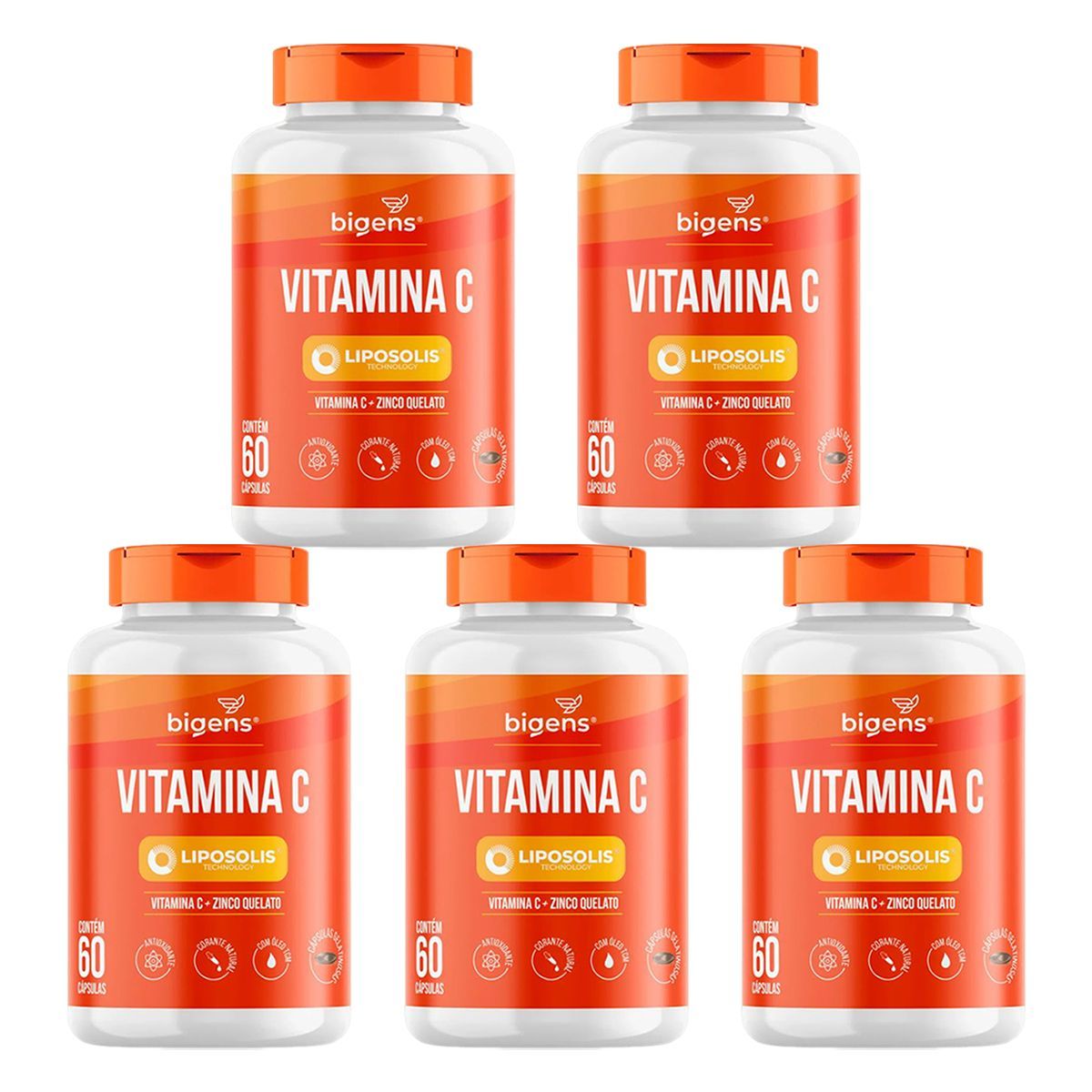 Kit 5X Vitamina C Liposolis - 60 C�psulas - Bigens