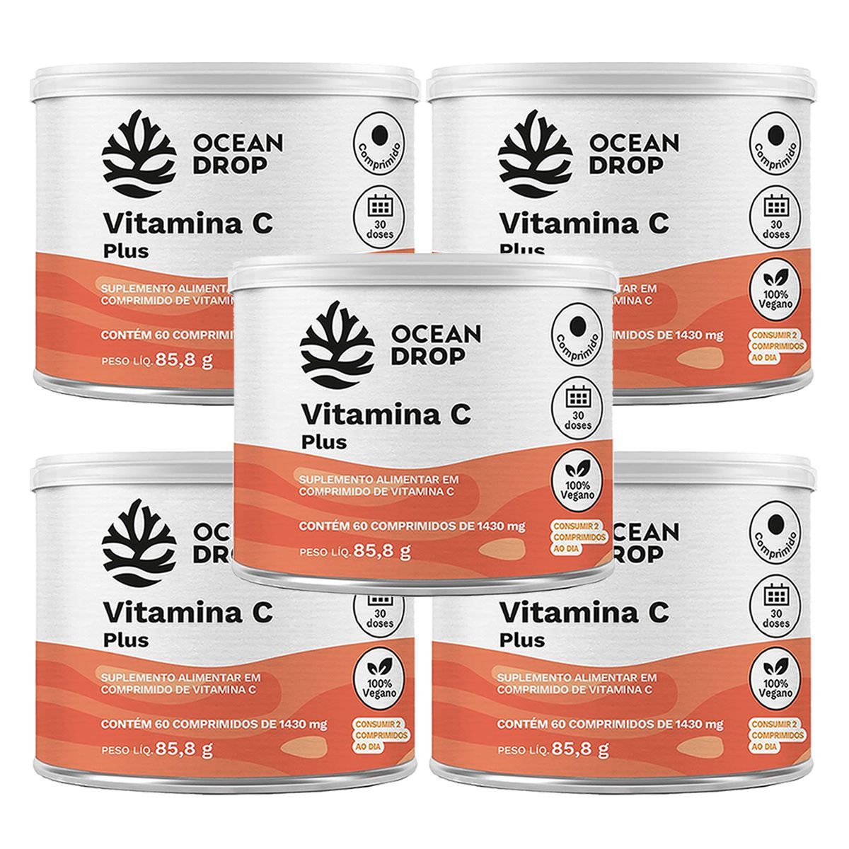 Kit 5X Vitamina C Plus - 60 Tablets - Ocean Drop
