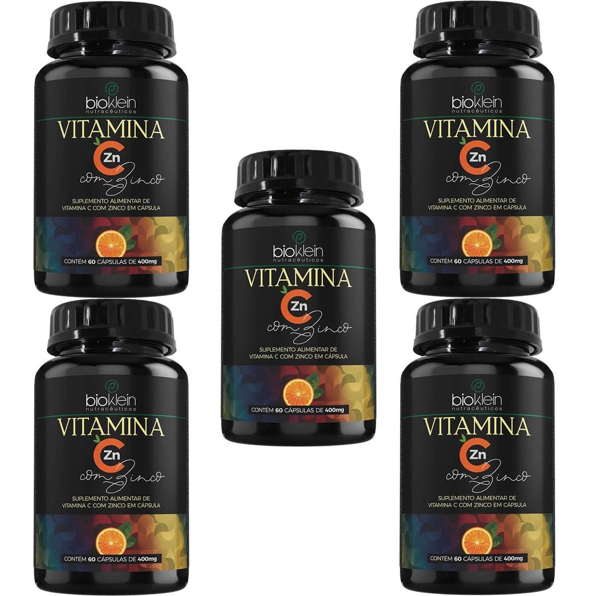 Kit 5X Vitamina C + Zinco - 60 C�psulas - Bioklein