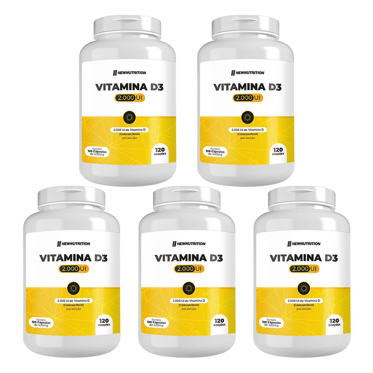 Kit 5X Vitamina D 2000UI - 120 Softgels - NewNutrition