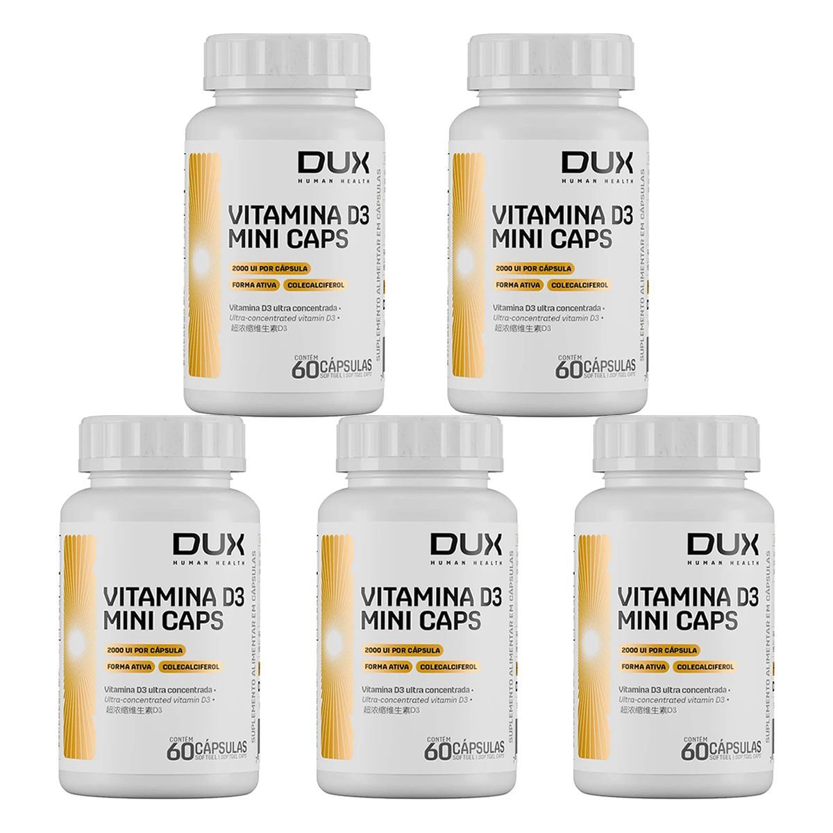 Kit 5X Vitamina D3 - 120 C�psulas - Dux Nutrition