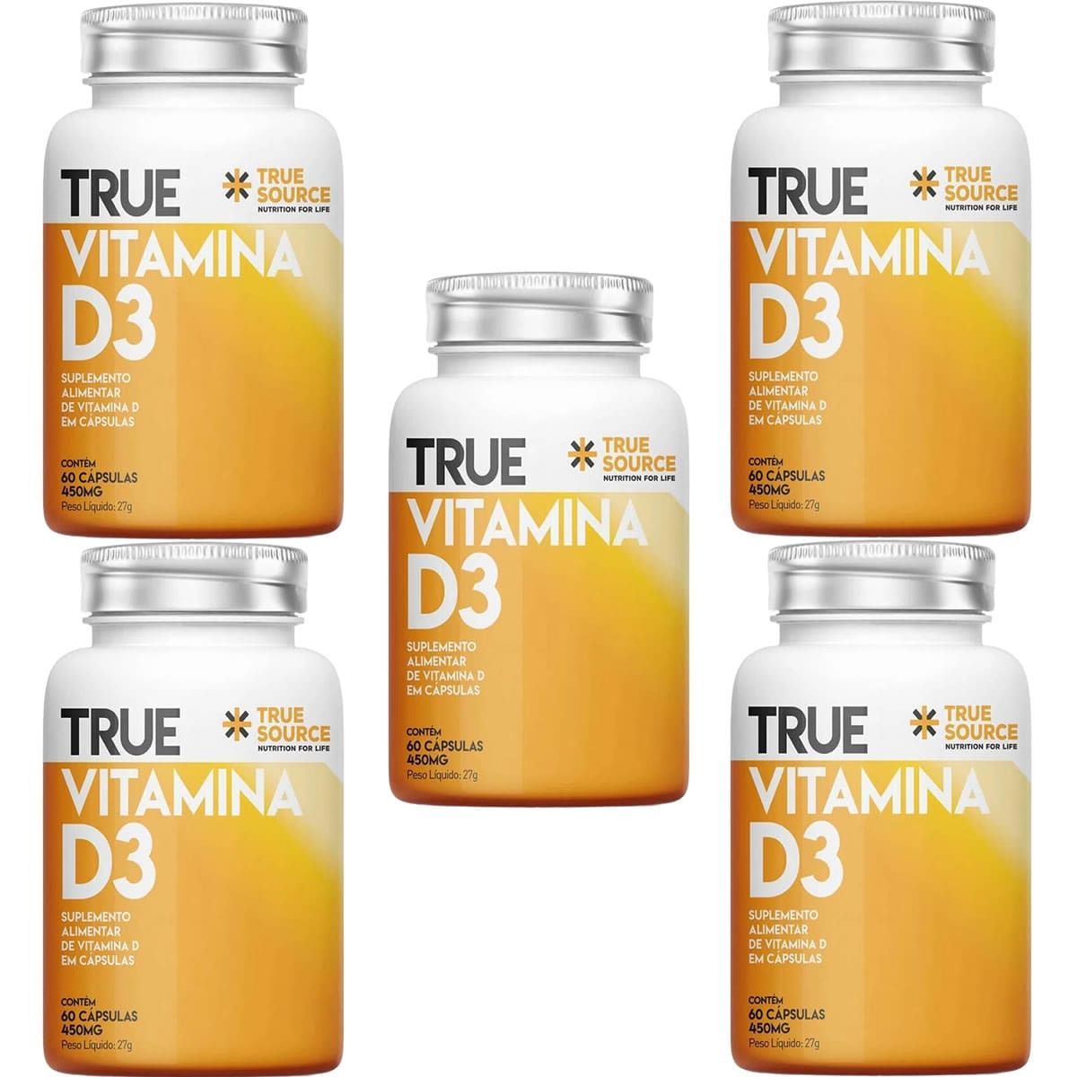 Kit 5X Vitamina D3 2000UI - 60 C�psulas - True Source