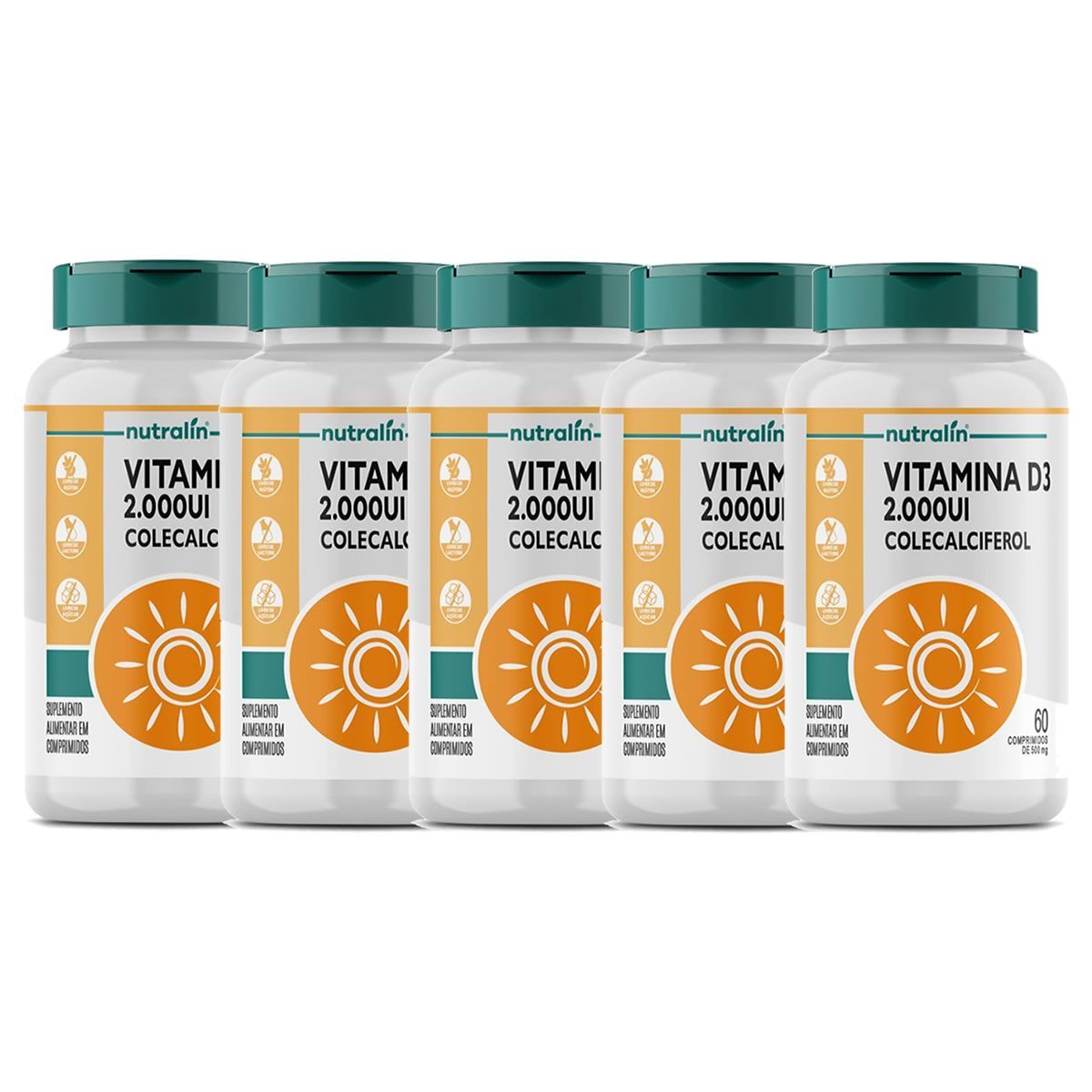 Kit 5X Vitamina D3 2000UI - 60 Comprimidos - Nutral�n