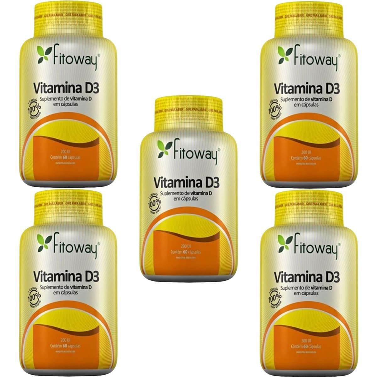 Kit 5X Vitamina D3 - 60 C�psulas - Fitoway