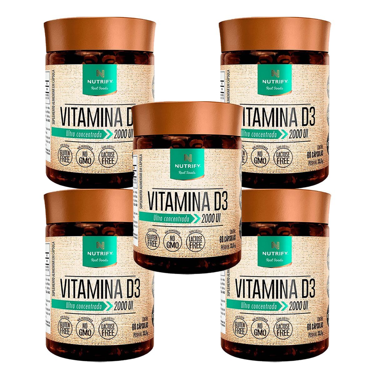 Kit 5X Vitamina D3 - 60 C�psulas - Nutrify